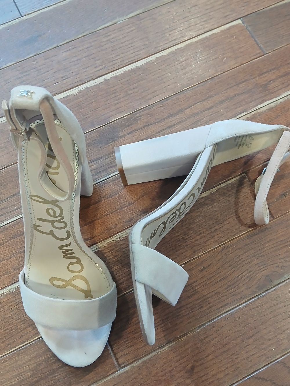 Sam Edelman Women's Block Heels Suede in Light Beige 6M Formal Fance Classy
